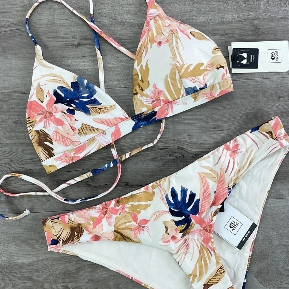 ☀️RIP CURL☀️ SUNSET DRIFT X BACK TRI SUNSET WAVES GOOD HIPSTER BIKINI SET